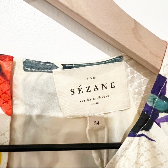 NWT SEZANE Erell Silk Long Sleeve Mini Dress in Floral Multicolored Print US 2 - Picture 11 of 12